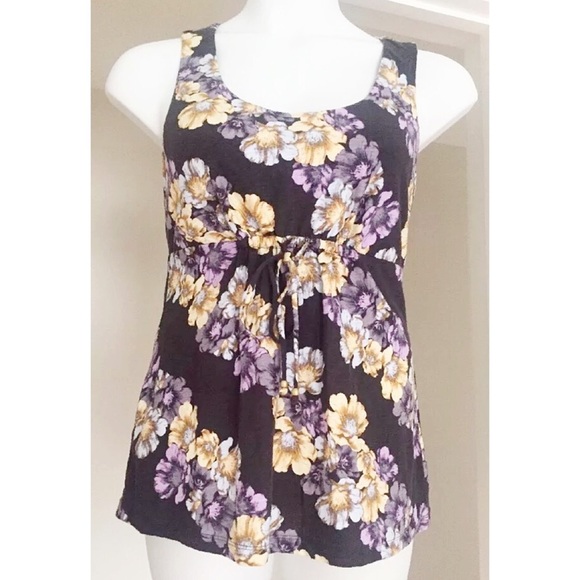 TOMMY BAHAMA Sz S Purple Floral Tank Top w/ Ties - Picture 1 of 5